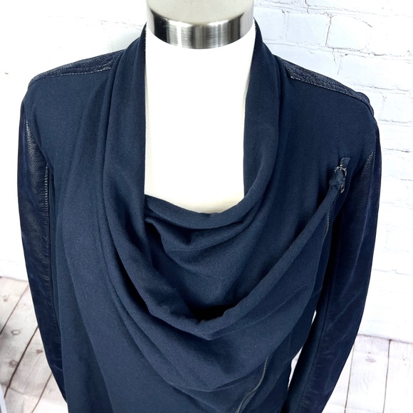 🚫SOLD!|•[BLANKNYC]•| Draped Full Zip Faux Leather Snakeskin Cardigan + Cotton - Picture 10 of 16